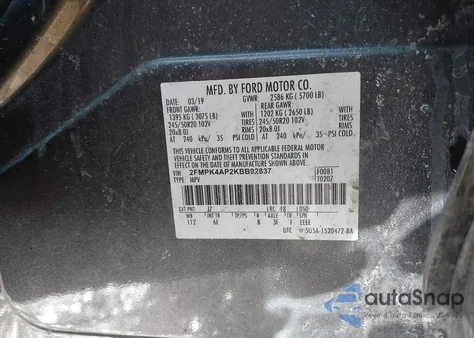 2019 Ford Edge St from USA, damaged, VIN 2FMPK4AP2KBB92837